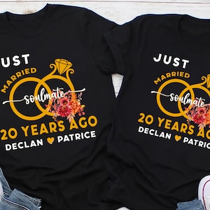 Custom Just Married 20 Years Ago Shirt,20th Wedding Anniversary Matching Couples Shirt,Gift for 20th Wedding Anniversary,Married for 20 Year