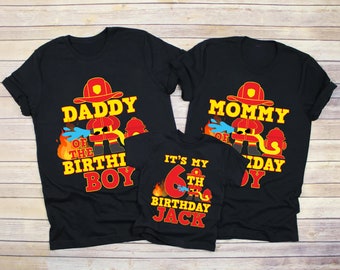 Fire Truck Birthday Shirt, Boys Firetruck Themed Birthday Gift, Toddler Boy Fire Fighter T-shirt, Family Kids Matching Tees, Age Celebration