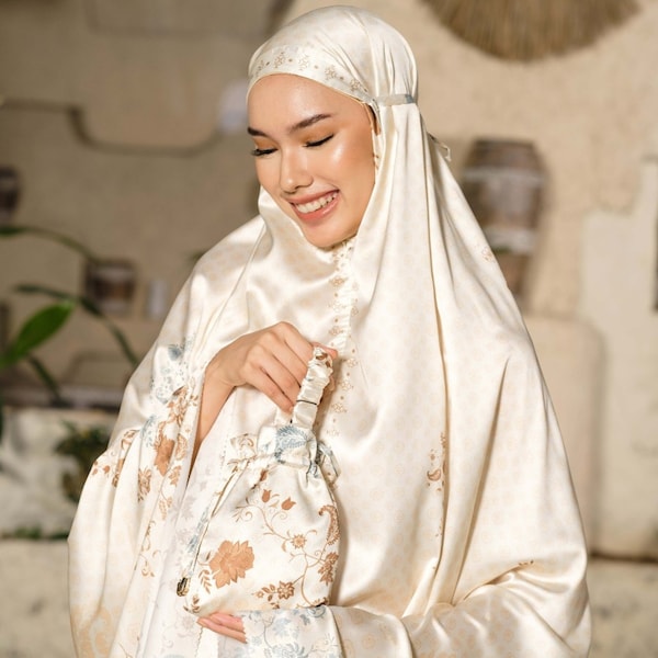 Mukena Asena élégante robe de prière islamique en satin pour femme