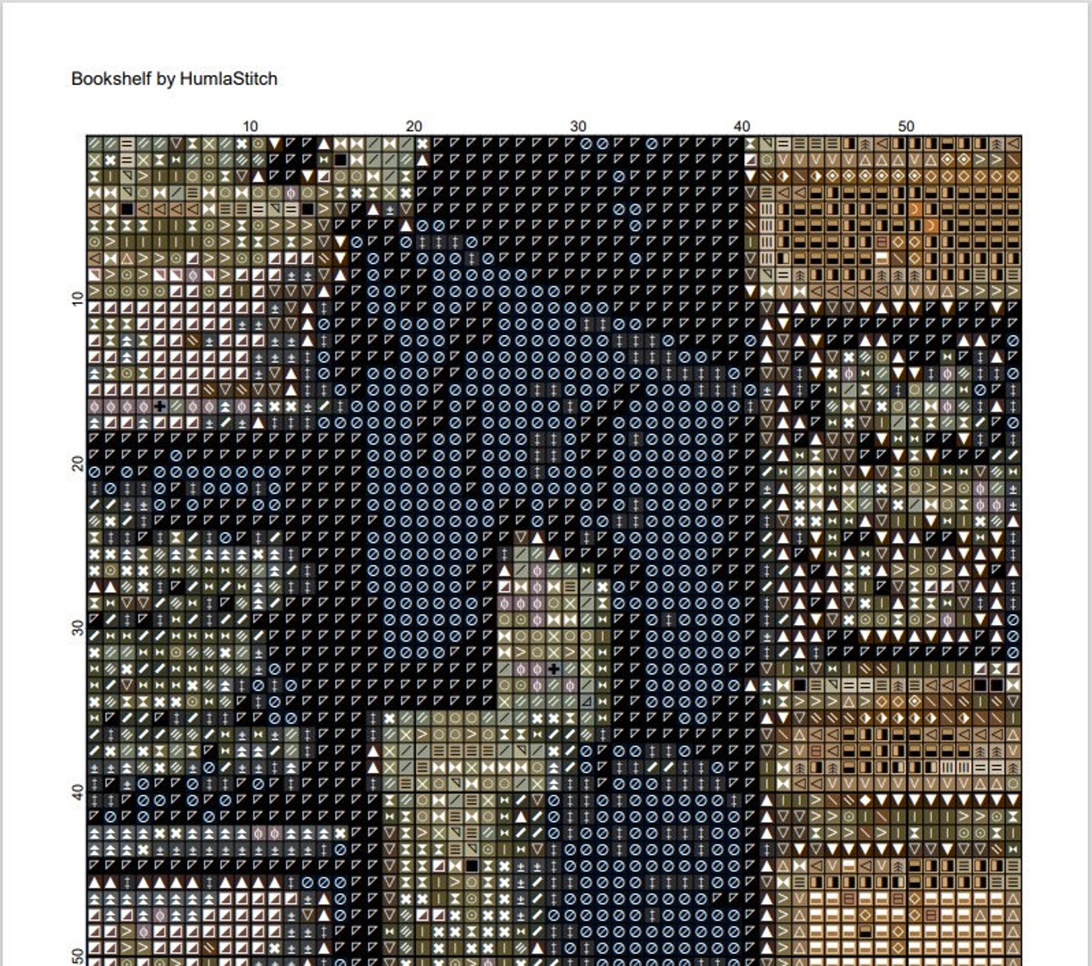 Cross Stitch Pattern Bookshelf Etsy