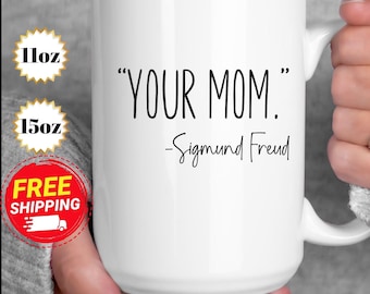 Taza de Sigmund Freud: Cita "Tu mamá", regalo de psicología