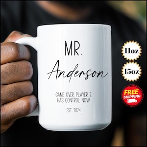 Personalized Mr and Mrs Coffee Mugs, Custom Mr Mrs Coffee Mugs, Husband and Wide Mugs, Bride and Groom Set, New Husband Gift