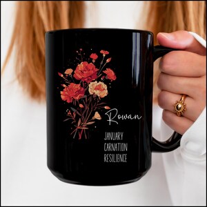 January Birth Flower Mug Personalized, Birth Flower Gifts, Birth Flower Cup, Birth Flower Gifts For Women, Birth Flower Coffee Mug Cup