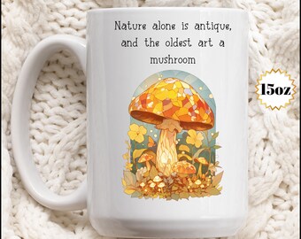 Stained Glass Mushroom Mug: Nature Lover Coffee Cup