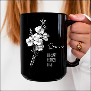 February Birth Flower Mug Personalized, Birth Flower Gifts, Birth Flower Cup, Birth Flower Gifts For Women, Birth Flower Coffee Mug Cup