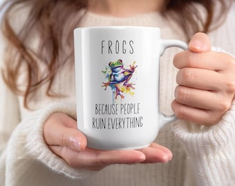 Rolig grodakaffemugg, färgglad konst, gåva för reptilälskare