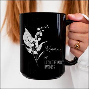 May Birth Flower Mug Personalized, Birth Flower Gifts, Birth Flower Cup, Birth Flower Gifts For Women, Birth Flower Coffee Mug Cup