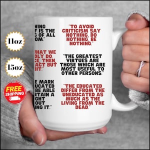 Aristotle Quotes Mug, Aristotle Fan Coffee Cup, Inspirational Philosophy Gift for Thinkers, Teachers & Book Lovers, Philosophy Lover