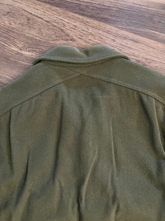 Vintage green wool army shirt, Korean War era - image 5