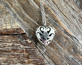 Lange 15-inch ketting met echt hart gesneden