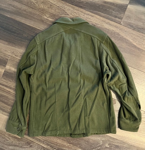 Vintage green wool army shirt, Korean War era - image 2