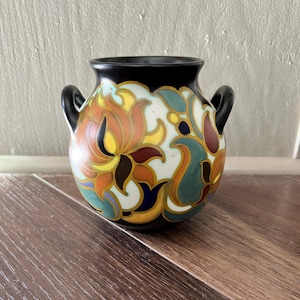 Vintage Hand painted Gouda Pottery vase from Holland