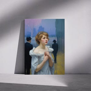 Romantic Vintage Portrait Digital Art – Feminine Wall Print Download, Victorian Style Woman Poster, Soft Pastel Classic Aesthetic Decor