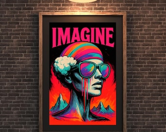 Surrealism Art Print | Retro Psychedelic Portrait (Digital Download)