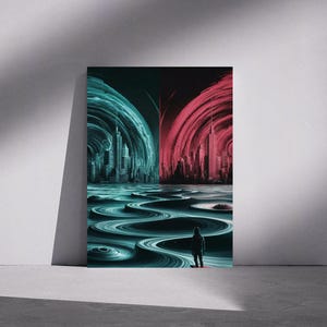 Sci-Fi Cityscape Print: Surreal Cyberpunk Wall Art (Digital Download)