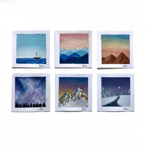 Original  Miniature Tiny Cute Watercolor Paintings for your home, office, room decore etc. and also gift for friends, mom, dady
