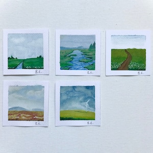 Original  Miniature Tiny Cute Watercolor Paintings for your home, office, room decore etc. and also gift for friends, mom, dady