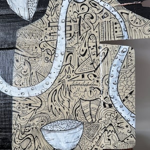 WORM SEER 2 - Handmade Original Abstract Fantasy Painting, Acrylic and Ink