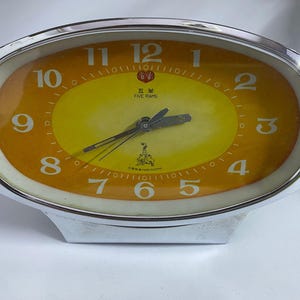 Vintage Five Rams Mechanical Alarm Clock Orange Retro Desk Clock Made in China Mid Century Wind Up Working Collectible