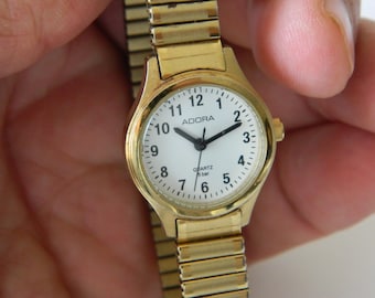 Adora Gold Tone Quartz Watch 5 Bar Classic Vintage