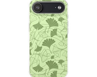 iPhone 17 Air mobilskal, mobilskal med grönt ginkgobladmönster | Flexibelt skal