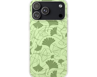 iPhone 17 Pro Max mobilskal, Grönt ginkgobladsmönster mobilskal | Slim iPhone Protective Case