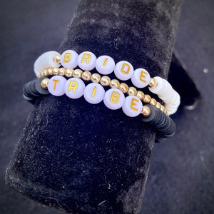 Bride Tribe bracelet - Heishi Clay Bead Bracelet - Jewelry for Bride-Bridal Party Bracelet - Bachelorette Gifts - Bride Gift - Party Favor