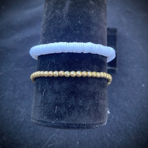 Filler clay bead bracelet - gold - silver - white - black - layer clay bead bracelets