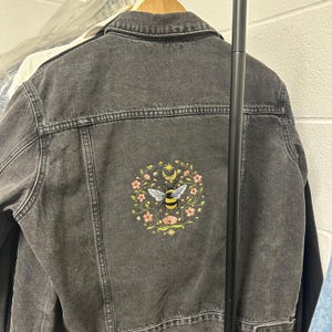 Black Denim Jacket Bee Circle