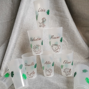 Bicchiere di plastica personalizzato, tema savana per compleanno