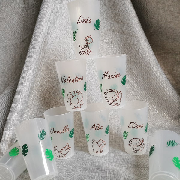 Vaso, tema sabana de vidrio plástico personalizado para cumpleaños