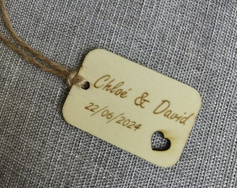 Personalized wooden label for wedding / baptism / communion / birthday / guest gift