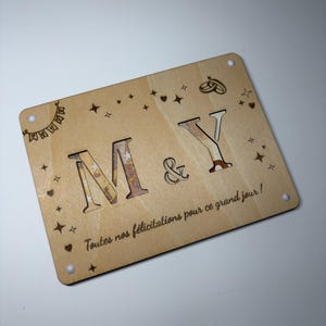 Hochzeitskarte mit Initialen – Geldgeschenkkarte – Original handgefertigter Geldscheinhalter aus Holz