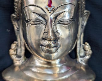 Brass Varalakshmi Budha Face / Budha face Varalakshmi Pooja / Ammavaru  Face / Varalakshmi Budha Decpr / Deity Decoration Varalakshmi Face