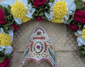 Varalakshmi Crown/ Varalakshmi Stone Decorated Crown / Ammavaru Stone Crown / Varalakshmi Pooja Jewelry / Goddess/Deity Decorated Crown