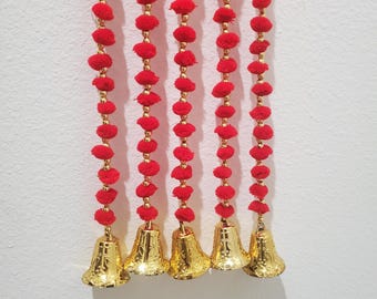 Pom Pom hangings /Indian Flower Decor / Pom pom Garland set / Indian Decor / Flower Hanging Decor /  Diwali Decor/ Housewarming Decor