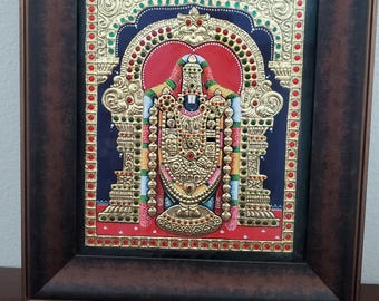 Tanjore Art/ Tanjore Art Photo Frame/ Venkatasha Tanjore Art/ Indian God Photo Frame/ Venkatachalapathy Tajore Art/ Venkateshwara PhotoFrame