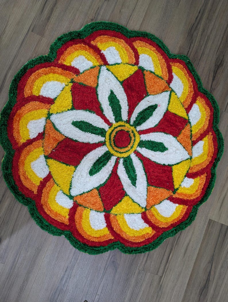 Trending Rangoli Mat Rangoli Mat/ Rangoli/ Pooja Mat/ Onam Decor/ Lotus Mat/ Housewarming ...