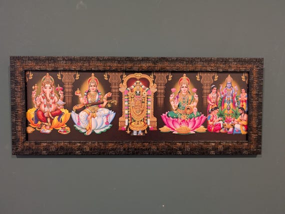 Pooja Room (20x8 Inch) God Photo Frames/ Hindu God & Goddess / Divine  Outlets / Hindu Deities Wall Art for Home Decor/ Multi God Photos - Etsy
