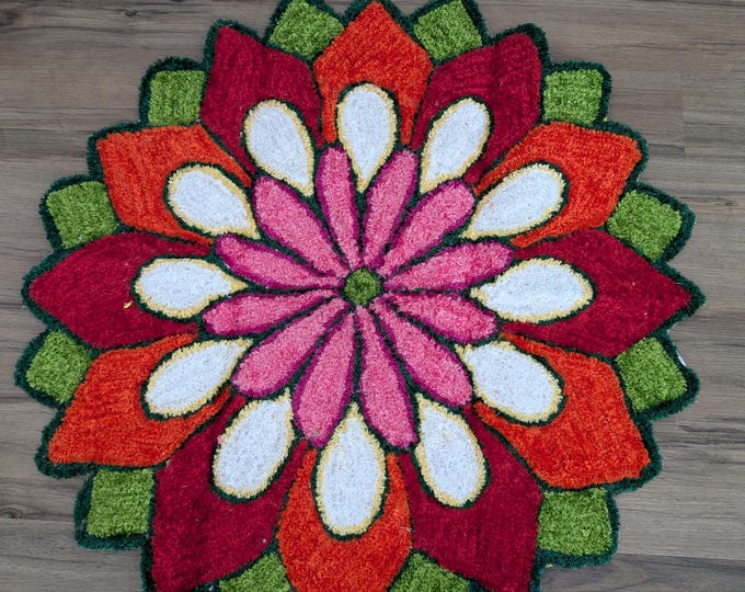 Featured listing image: Rangoli Mat/ Rangoli/ Pooja mat/ Onam Decor/ Lotus Mat/ Housewarming Decor/ Pooja Decor/ Ganesha Decor/ Diwali Decor Mat/ Koolam Mat/Peacock