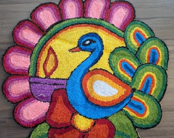 Onam Rangoli Mat/ Pooja mat/ Onam Decor/ Lotus Mat/ Housewarming Decor/ Pooja Decor/ Ganesha Decor/ Diwali Decor Mat/ Koolam Mat/Peacock