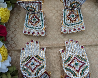 Varalakshmi Paadam Hastam/ Varalakshmi Stone Decorated Paadam / Ammavaru Paadam / Varalakshmi Hastam / Goddess/Deity Decorated Paadam