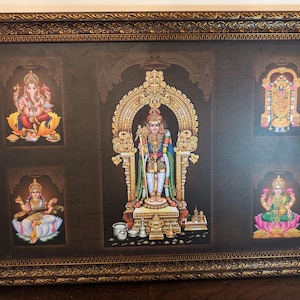 Pooja Room (21 X 15 Inch) God Photo Frames/ Hindu God & Goddess / Divine Outlets / Hindu Deities Wall Art for Home Decor/ Ayyapa/ Muruga