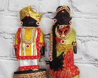 Marapachi Doll Set / Decorated Doll set / Wooden dolls/ Traditional Gift / Cultural Art / Religious Gift / Spiritual Decor Art