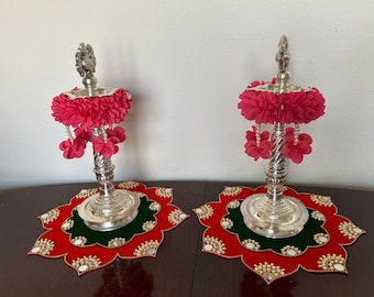 Indian Pooja Decor / Varalakshmi decor / Diya Tazzel / Deepam / Deepam Mat / Diya Mat / Festive Decor / Desi Decor