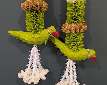 Conjunto de flores artificiales colgantes con loro: Decoración para Pooja india