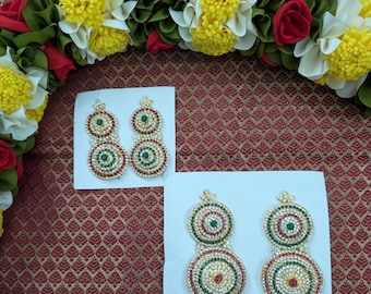 Varalakshmi Ornaments/ Varalakshmi Stone Earrings / Ammavaru Ornaments / Ammavaru Stone Earrings / Varalakshmi Pooja Jewelry/ Deity Jewelry