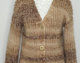 Neue Hand gestrickt V-Ausschnitt Cardigan Jacke Jacke Top Pullover Größe M