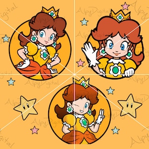 Trío de princesas Daisy de Super Mario Svg, Trío de princesas Daisy de Super Mario Png, Princesa Daisy Svg, Princesa Daisy Png, Mario Svg, Mario Png,