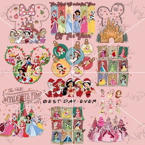 Christmas Princess Bundle Png, Princess Christmas Png, Princess Christmas Gift Png,Princess Png,Princess Clipart,Princess Digital World Png
